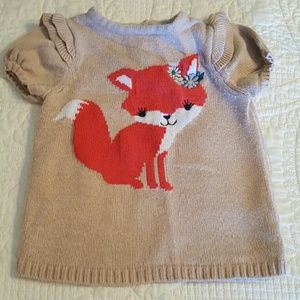 Short sleeve sweater with cute fox on it for girls