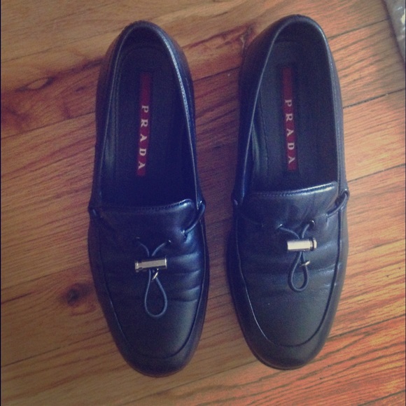Black Leather Prada Loafers