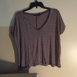 Brandy Melville Burgundy Striped V - Neck