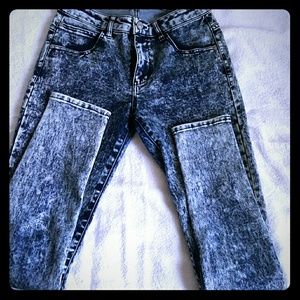 High waisted stretch "Acid Wash" jeans
