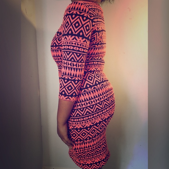 Peach/black tribal dress 10/10 condition - Picture 1 of 3