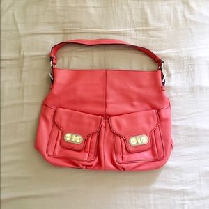 Anne Klein Coral Pink Soft Leather Shoulder Bag Y2K