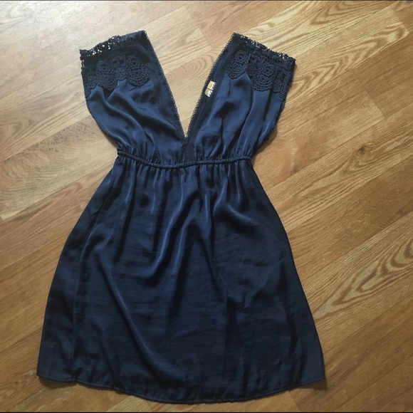 Navy blue satin dress