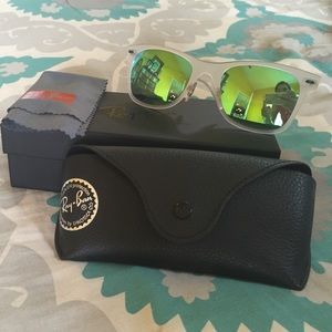 Ray Bans mirror lens, clear frame