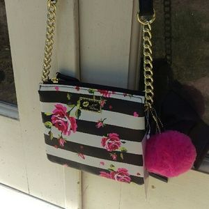 Betsey Johnson Floral Stripe Crossbody Bag