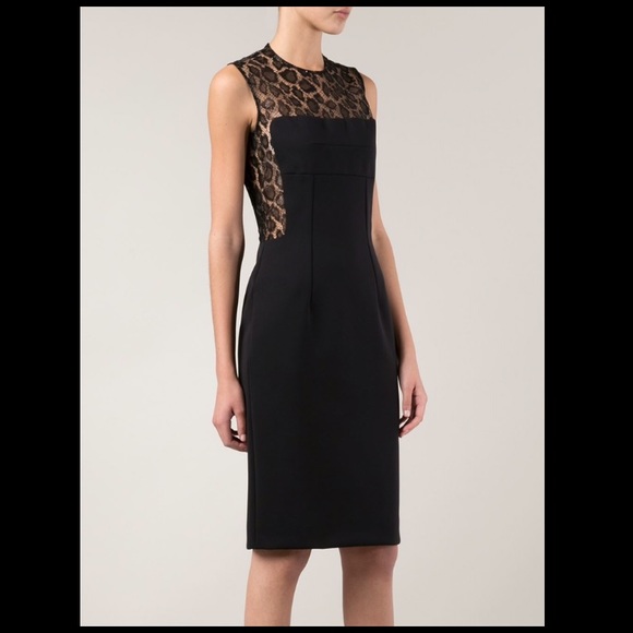 alexander mcqueen black lace dress 2005 Alexander McQueen Black Silk Jersey Dress w Low Lace Back