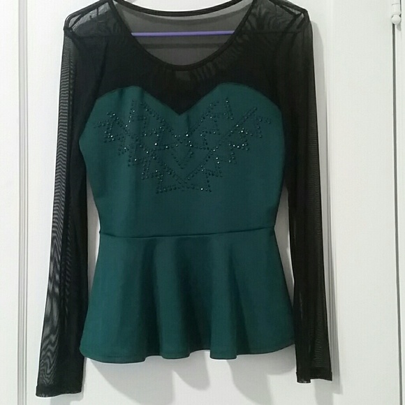 Sheer peplum shirt