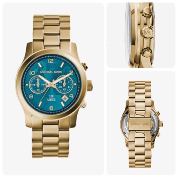 MK HUNGER STOP RUNWAY GOLDTONE STAINLESS STEEL