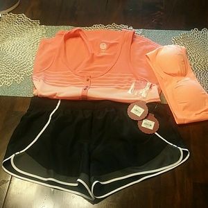 Bundle running short + tank top + bra