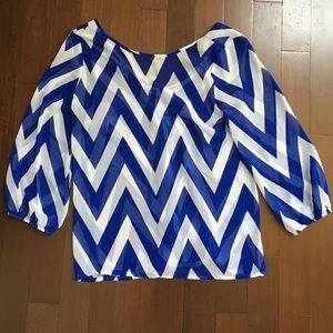 Blue and white chevron blouse