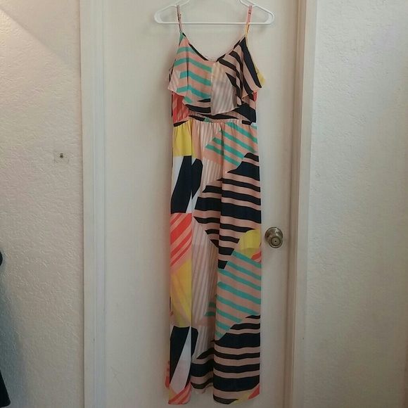 Gorgeous Peach/Navy Maxi Dress
