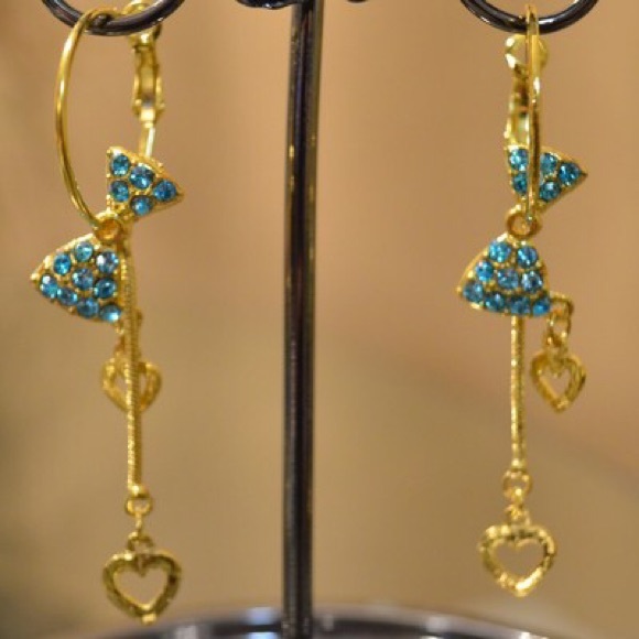 Blue Bow Hoops -ONE PAIR LEFT