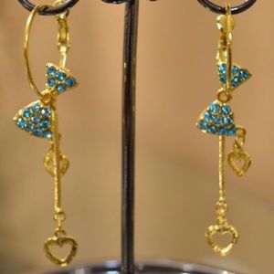 Blue Bow Hoops -ONE PAIR LEFT