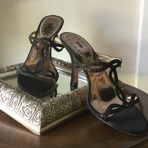 Black Slides with Ebony Crystals