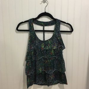 Floral tiered t-back tank