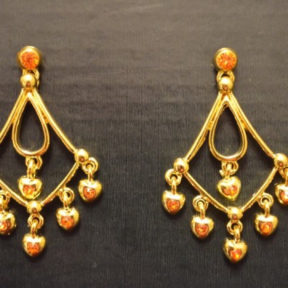 Orange "Queen of Hearts" Earrings - 2 pairs left