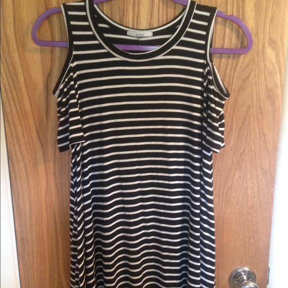 Black and white off the shoulder tunic