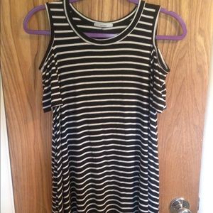 Black and white off the shoulder tunic