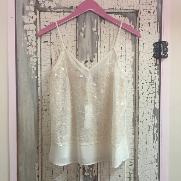 BCBGeneration Tops - BCBGeneration White Sparkle Cami BCBGeneration Tops - BCBGeneration White Sparkle Cami