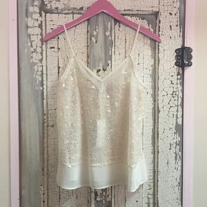 BCBGeneration Tops - BCBGeneration White Sparkle Cami BCBGeneration Tops - BCBGeneration White Sparkle Cami