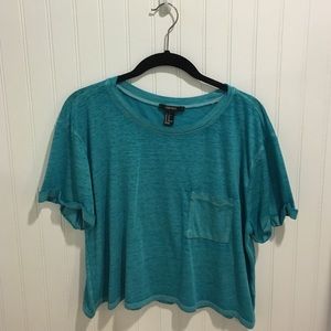 Turquoise marled boxy tee