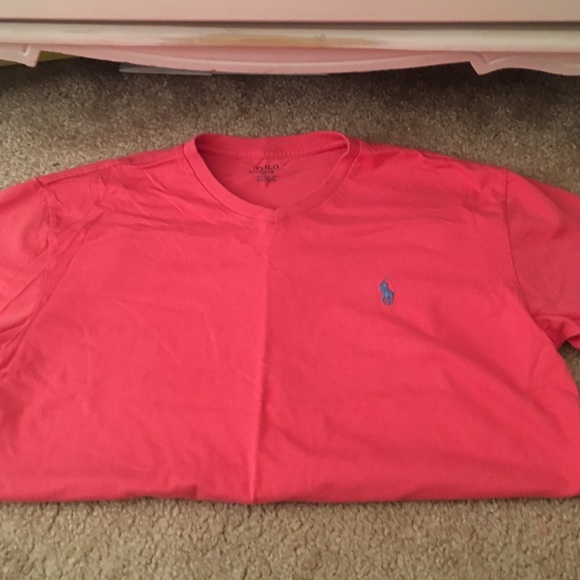 Coral and Blue Polo V-Neck T-Shirt