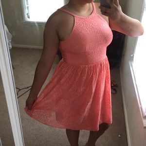 Coral lace dress