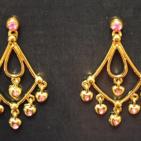Pink "QUEEN of Hearts" chandelier earrings