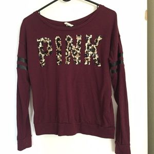 PINK maroon sequin shirt