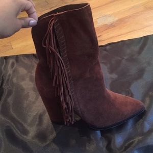 Dolce vita brown fringe booties