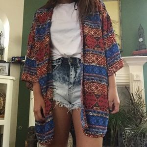 Forever 21 Tribal Print Kimono Cardigan