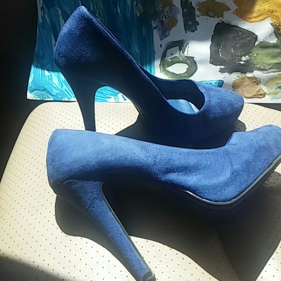 Size 8 Blue Heels Pump Platform Shoes