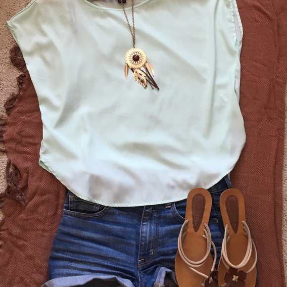 Mint Flowy Top