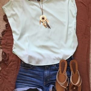 Mint Flowy Top
