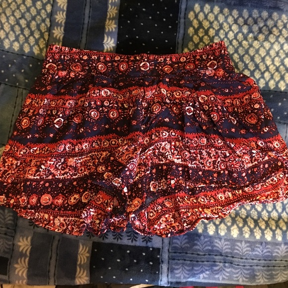 Navy blue and red patterned shorts