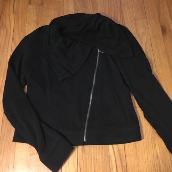 Express asymmetrical hoodie-material jacket