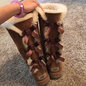 tall tan Bailey Bow women's Uggs