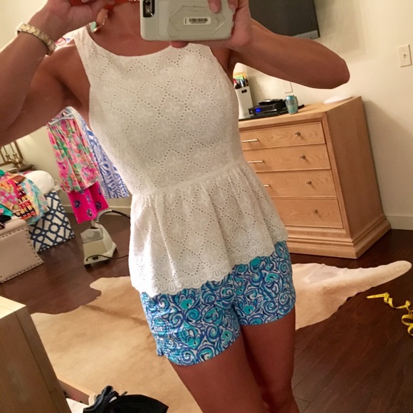 Lilly Pulitzer - 6 white eyelet peplum top - new