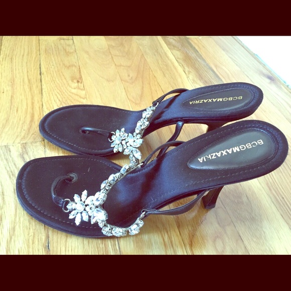 BLACK BCBG Heels w/ Crystal Fllowers