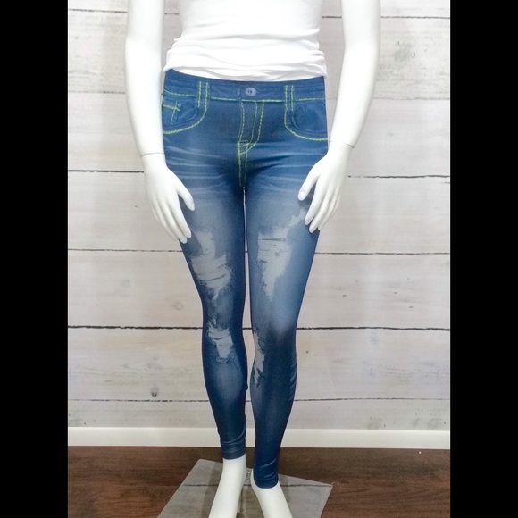 HP Sale [1 Left] Denim Designed Leggings - Picture 3 of 3