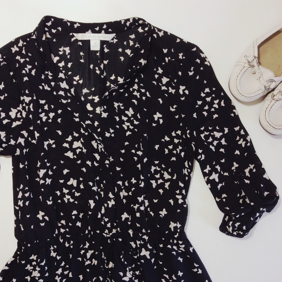 Lauren Conrad Dresses & Skirts - LC Navy Chiffon Dress with Butterfly Motif
