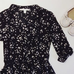 LC Navy Chiffon Dress with Butterfly Motif