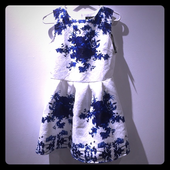 Blue and white floral dress
