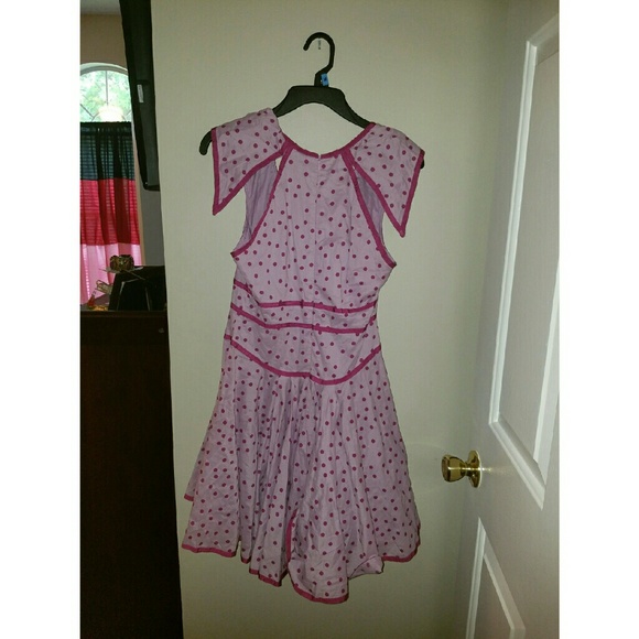 SWEET PURPLE & PINK POLKA DOT DRESS - Picture 3 of 3