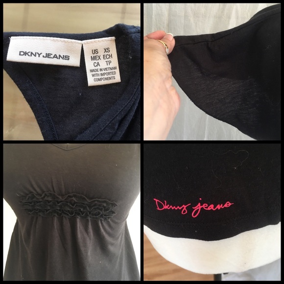 DKNY Jeans Black Casual Top Sz XS - Picture 3 of 4