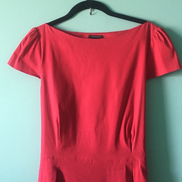 Theory Red Cap Sleeve A-Line Dress - Picture 2 of 4
