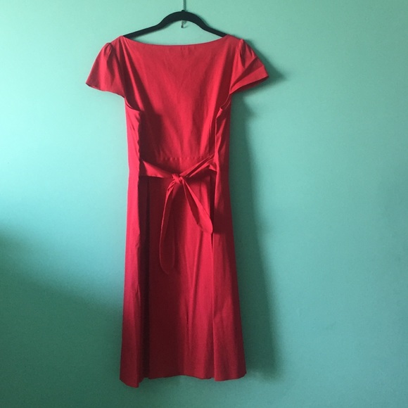 Theory Red Cap Sleeve A-Line Dress - Picture 3 of 4