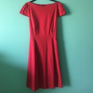 Theory Red Cap Sleeve A-Line Dress