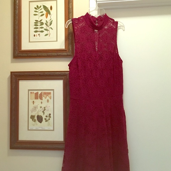 Mod cloth lace burgundy fit and flare dress