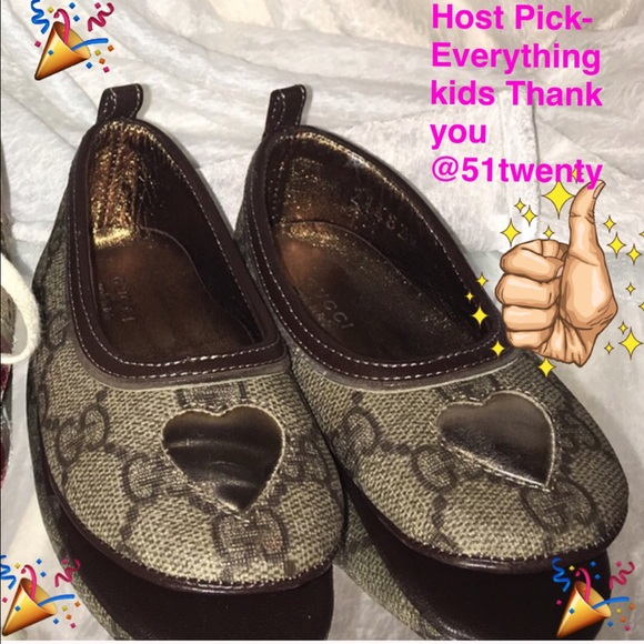 Gucci Baby Ballet Flats with Gold Heart